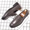 Fashion Designer Brand Men's Leather Casual Shoes Versatile for Commuting Work Loafers for Men's Business Flat Shoes Trendy Gray