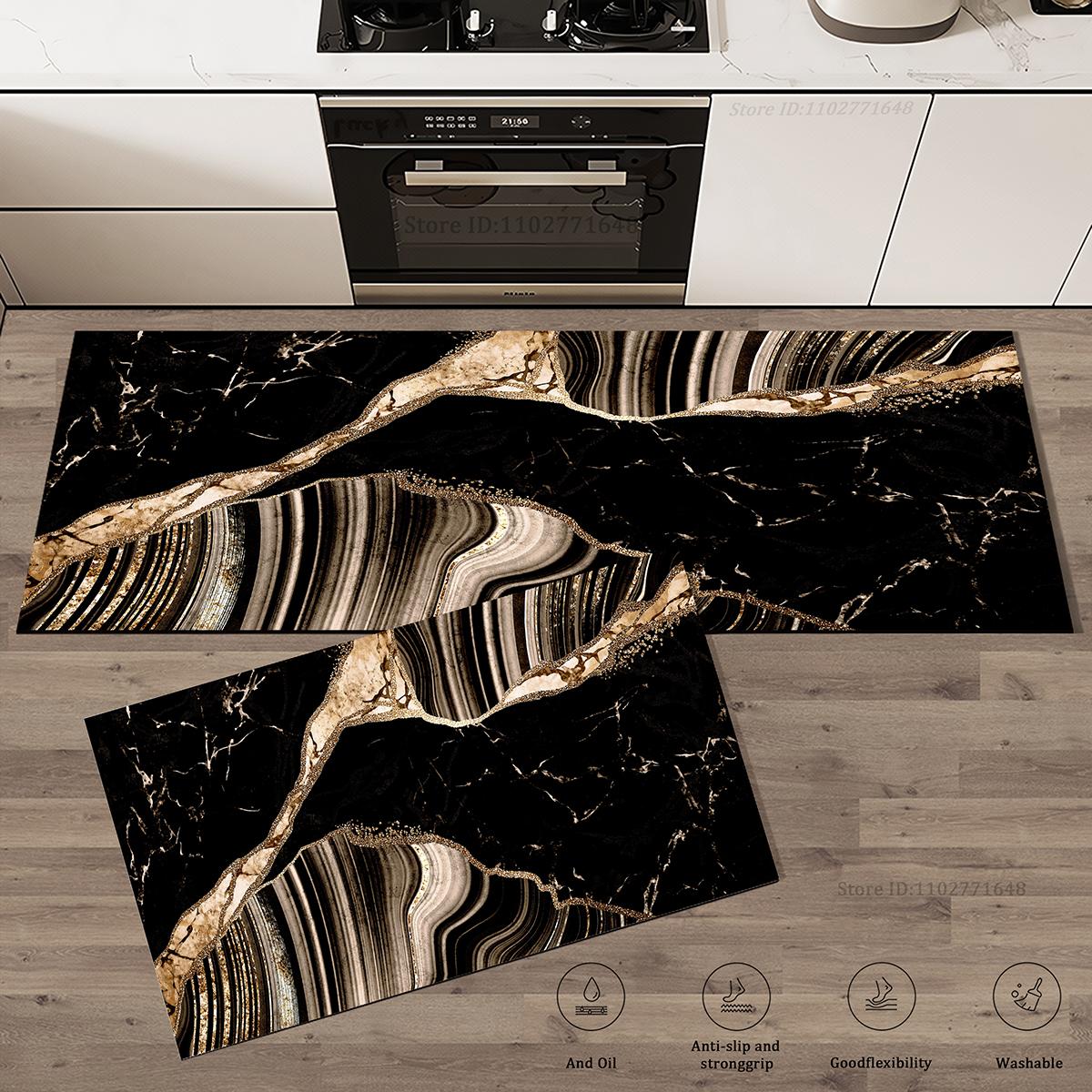 

Marble Pattern Kitchen Absorbent Rugs Doormat Fit Cabinet Washable Non-Slip Bathroom Entrance Carpet Long Large Colorful Mat 40cmx60cm 1pc