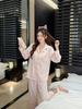Pajamas Women's Spring and Autumn Ice Silk Long Sleeve Love Jacquard Homewear Summer Thin Air Conditioning Clothing Set Autumn 1101