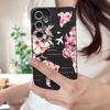 Pink Peach Blossom Case For Samsung S26 Ultra S25 Edge S24 S23 Plus S22 S21 FE A15 A16 A17 A35 A36 A54 A55 A56 A57 5G Leather Texture Soft Cover