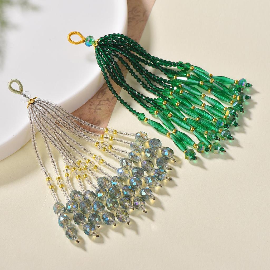 Original Spinel and Crystal Multi-Color Tassel Bag Charm Brooch in Chinese Style