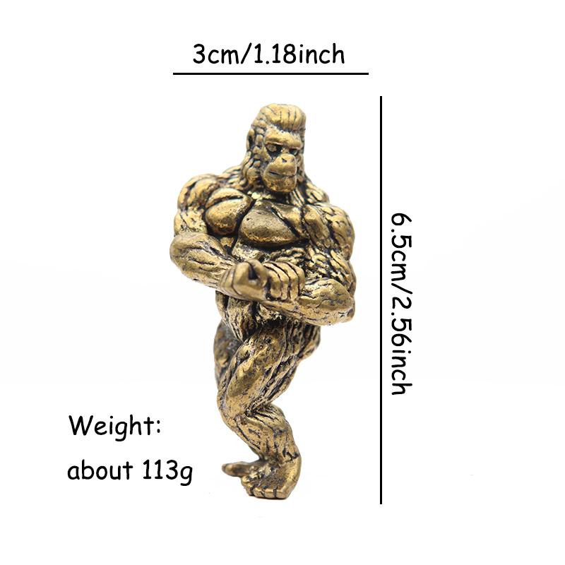 Heavy Brass Fitness Gorilla Small Sculpture Porch Decoration For Living Room Animal Orangutan Figurines Desktop Ornaments Crafts