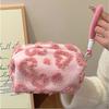 Plush Makeup Bags with Handle Soft Travel Cosmetic Storage Bag Portable Love Print Organizer Pencil Case Cute Clutch Pouch