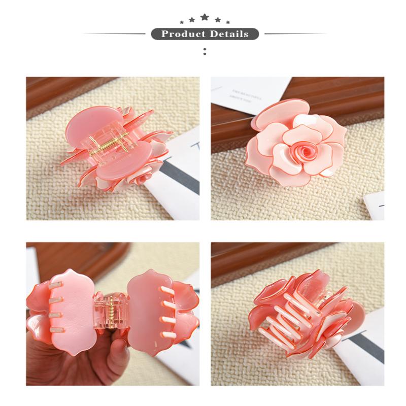 Sweet Camellia Rose Acetate Hair Claw Flower Series Claw Clips Ins Trendy Hair Clips For Women Girls Hair Accessories