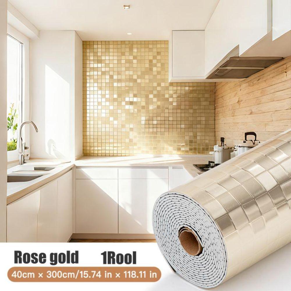 Waterproof 3D Wall Sticker PVC Gold Wallpaper  for Accenting Living Rooms Bathrooms Kitchens