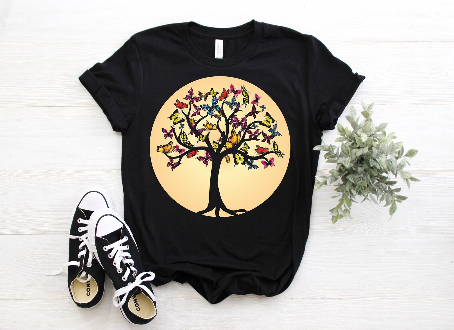 Beautiful Butterflies Butterfly Tree T-Shirt, Lepidopterology Unique Botanical Gifts Insect Tees, Entomologist Entomology, Birthday Present, 100