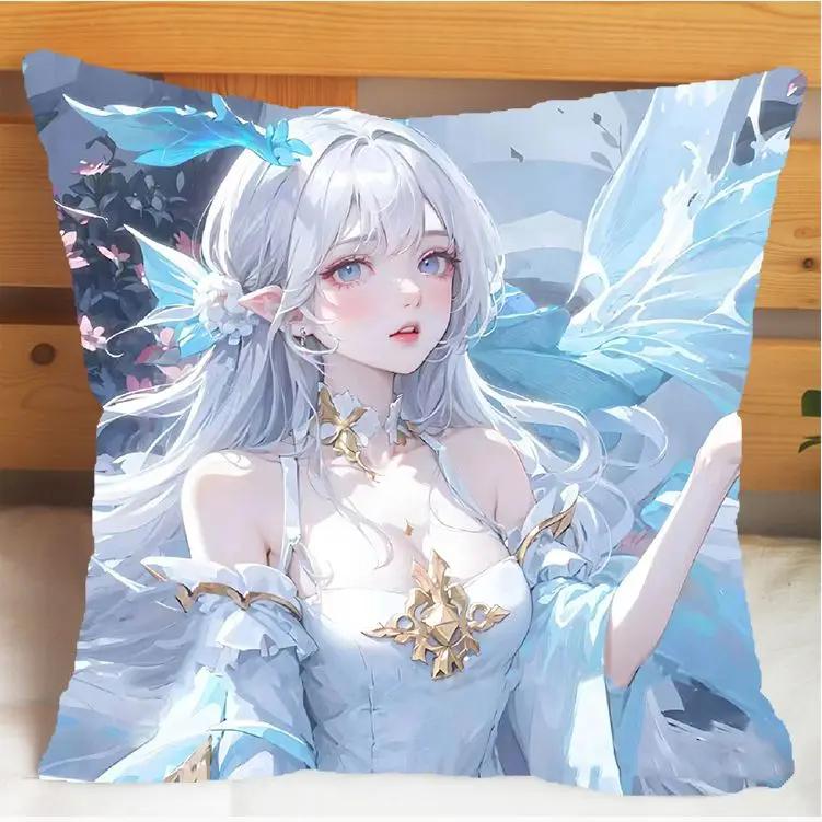 Arena of Valor Honor of Kings Xi Shi Polštář a Povlak na polštář Potah na polštářek Oboustranný tisk Plyšové Dekorační polštáře 40x40cm