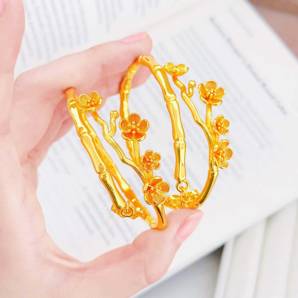 Plum Blossom Bamboo Hanging Butterfly Open Bracelet Fashionable and High-end Bracelet