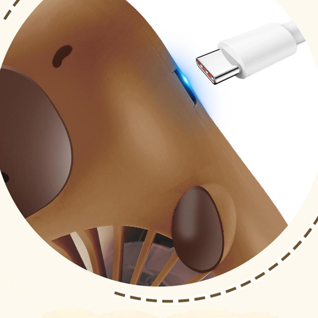USB Rechargeable Capybara Handheld Fan 3 Speed Adjustable Portable Mini Cooling Fan for Kids Adults Travel Office Home Use