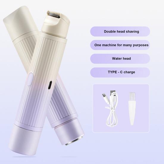 Yousheng Women Electric Shaver Double Heads USB Rechargeable Waterproof Portable Face Body Bikini Area Arm Leg Hair Removal Epilator Razor Trimmer