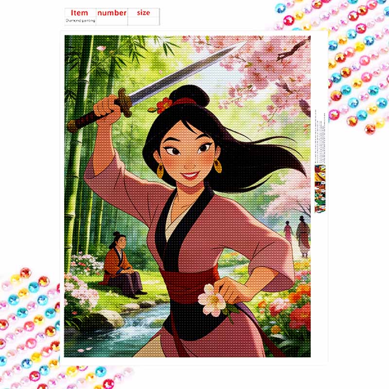 Disney Mulan Princess Sword Cherry Blossom Diamond Paint Painting Art Kit Handmade DIY5D Home Decor Gift