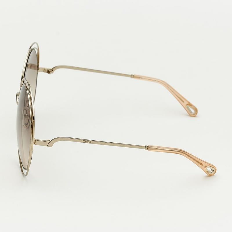 Chloe Retro Mode Großer Rahmen Metall Rund Sonnenbrille Unisex Sonnenbrille Gold CH114SD