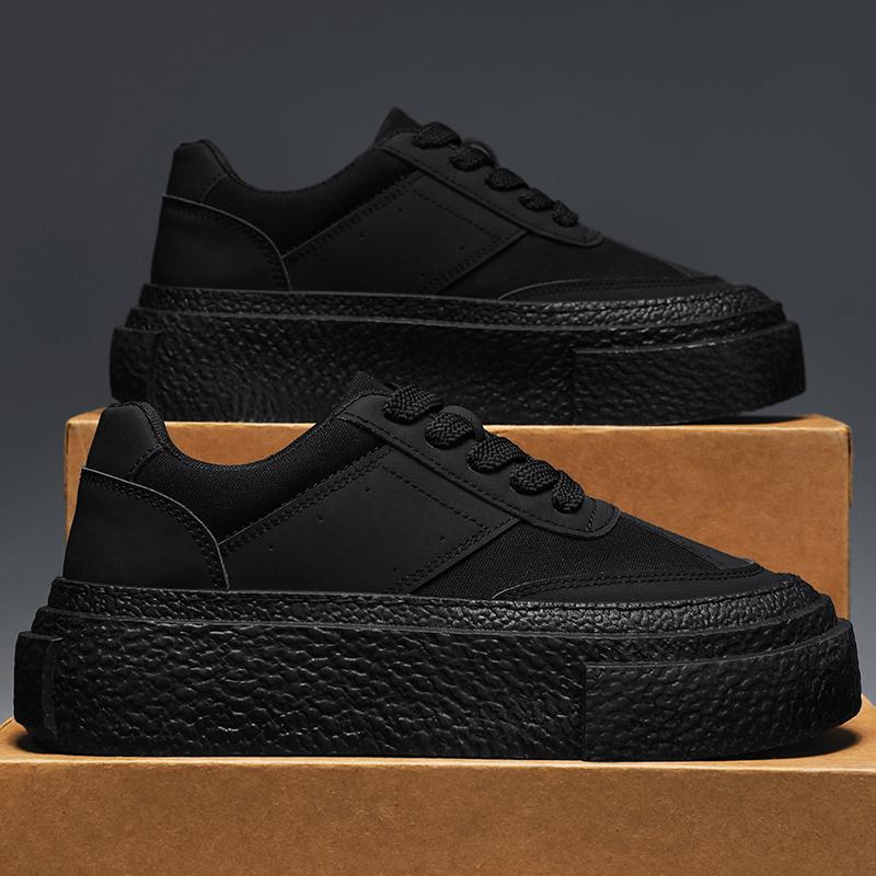 Heren Casual Schoenen met Leren Bovenwerk, Dikke Bodem Elevator Sneakers, Comfortabele Antislip Heren Wandelschoenen voor Dagelijks Gebruik