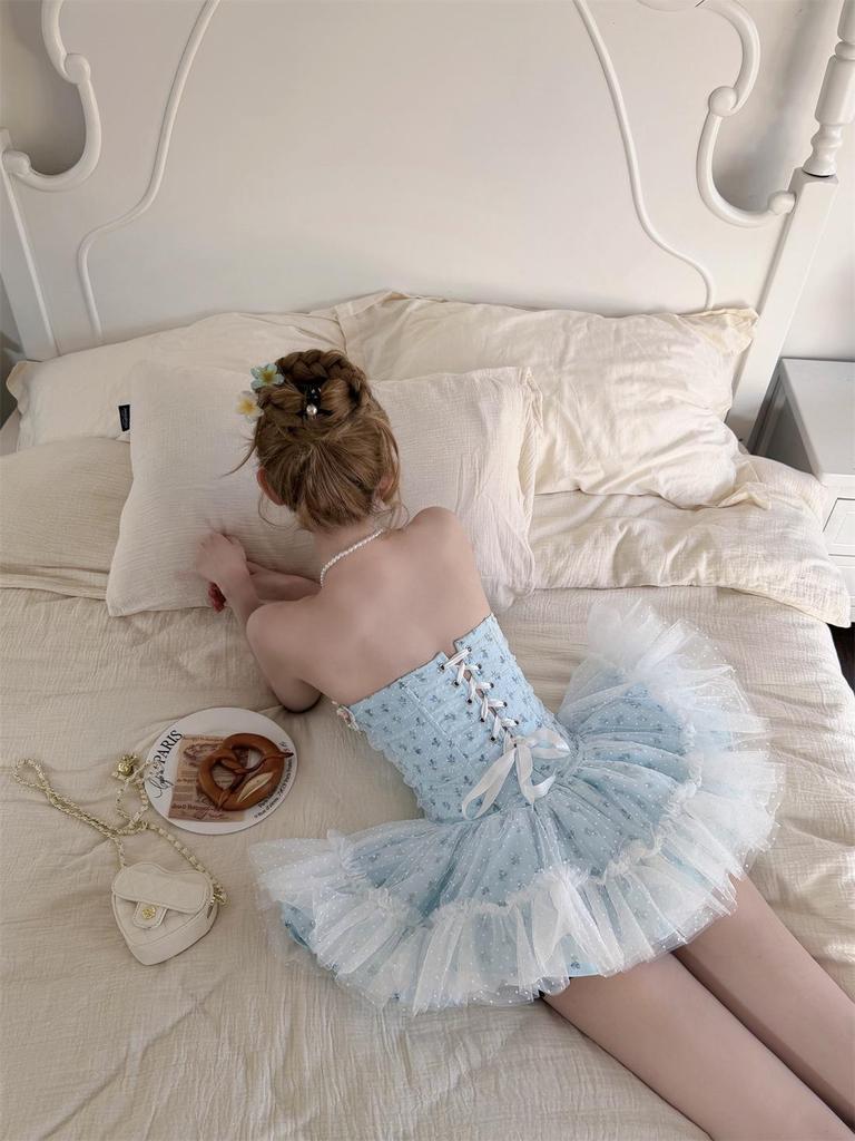 Floral Strapless Puffy Princess Birthday Dress