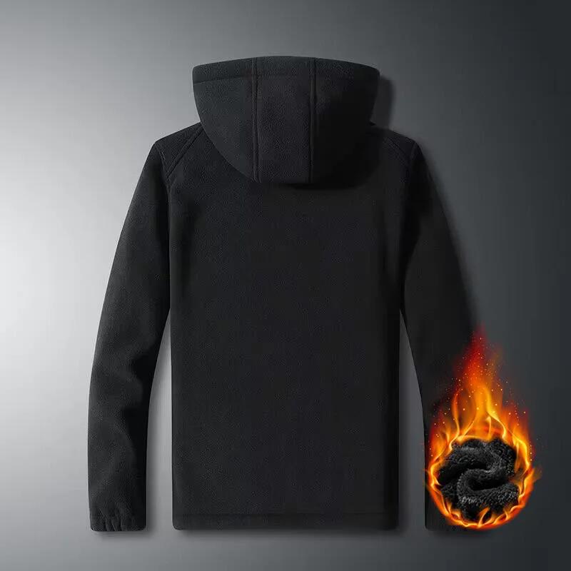 Autumn/Winter New Fleece-Lined Thickened Jacket Solid Color Warm Heat Fleece-Lined Outdoor Sports Casual Connected