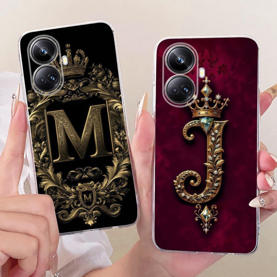 For Realme 10 Pro+ Case RMX3687 Initial Letter Printing Soft Silicone TPU Phone Fundas for Realme10 10Pro Back Cover