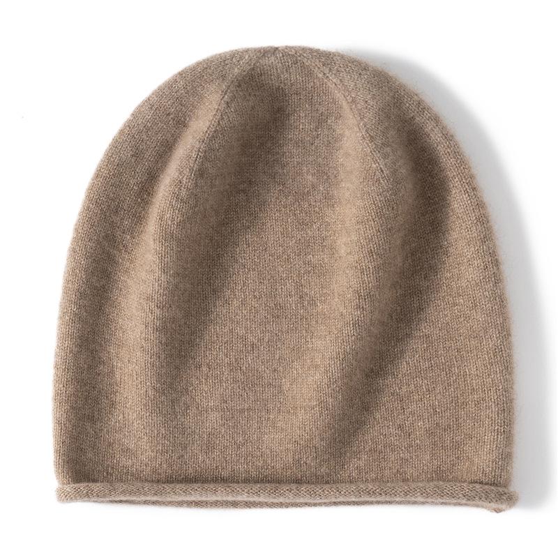 Women's 100% Pure Cashmere Autumn/Winter Versatile Knit Hat - Solid Color, Warm & Stylish