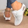 Pantofole con zeppa con tacco a zeppa delle nuove donne Modello con lacci Pantofole da donna con testa cava 43 Scarpe da donna di formato 2024 Nuovi sandali estivi
