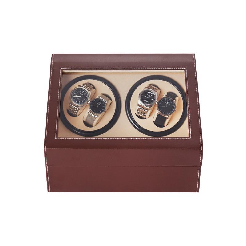 Dual-Head PU Leather Automatic Watch Winder Box