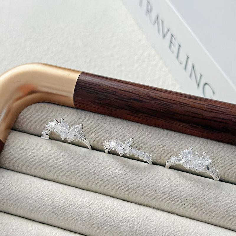 Super Immortal Zircon Butterfly Open Ring Female Simple Personality Temperament Exquisite Elegance Niche High-End Ring