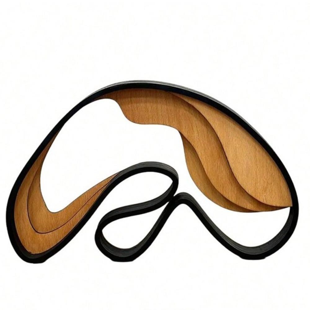 Minimalist 3D Abstract Sculpture Artistic Abstract Wooden Statue Wood Carving Indoor Decoration