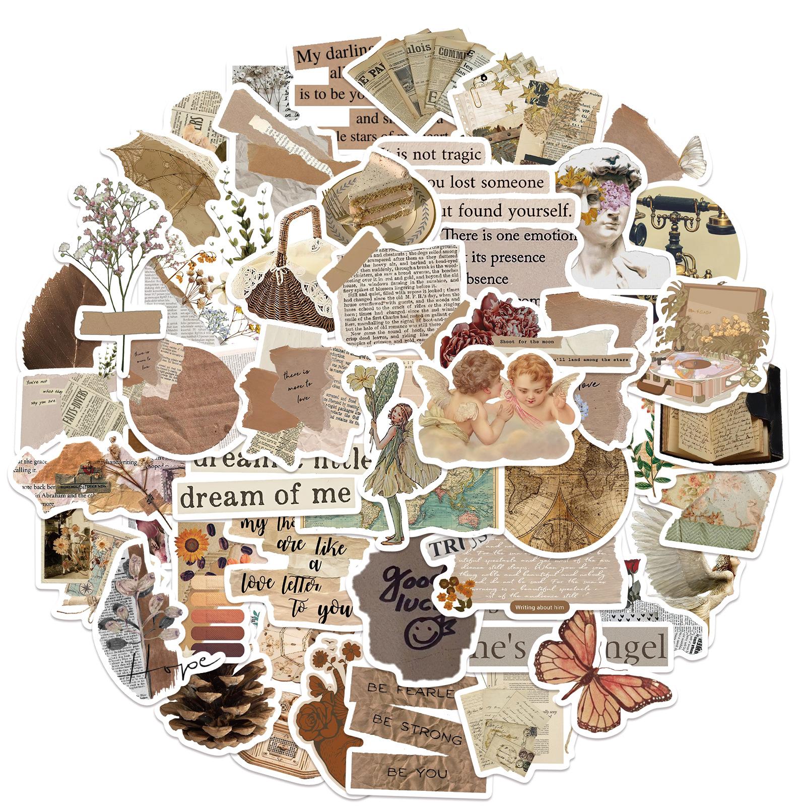 

52 Новые Ретро DIY Коллаж Граффити Наклейки Украсить Чемодан Ручка Гитара Блокнот Водонепроницаемые Горячее Тиснение