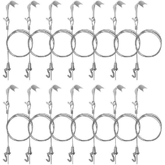 Mocking Bird Sturdy Picture Rail Hanging System, 66 Lb (30 Kg) Max Load Capacity, Adjustable Wire Hooks Kit, 3ft (1 M) Length Cable with Loop, Frames