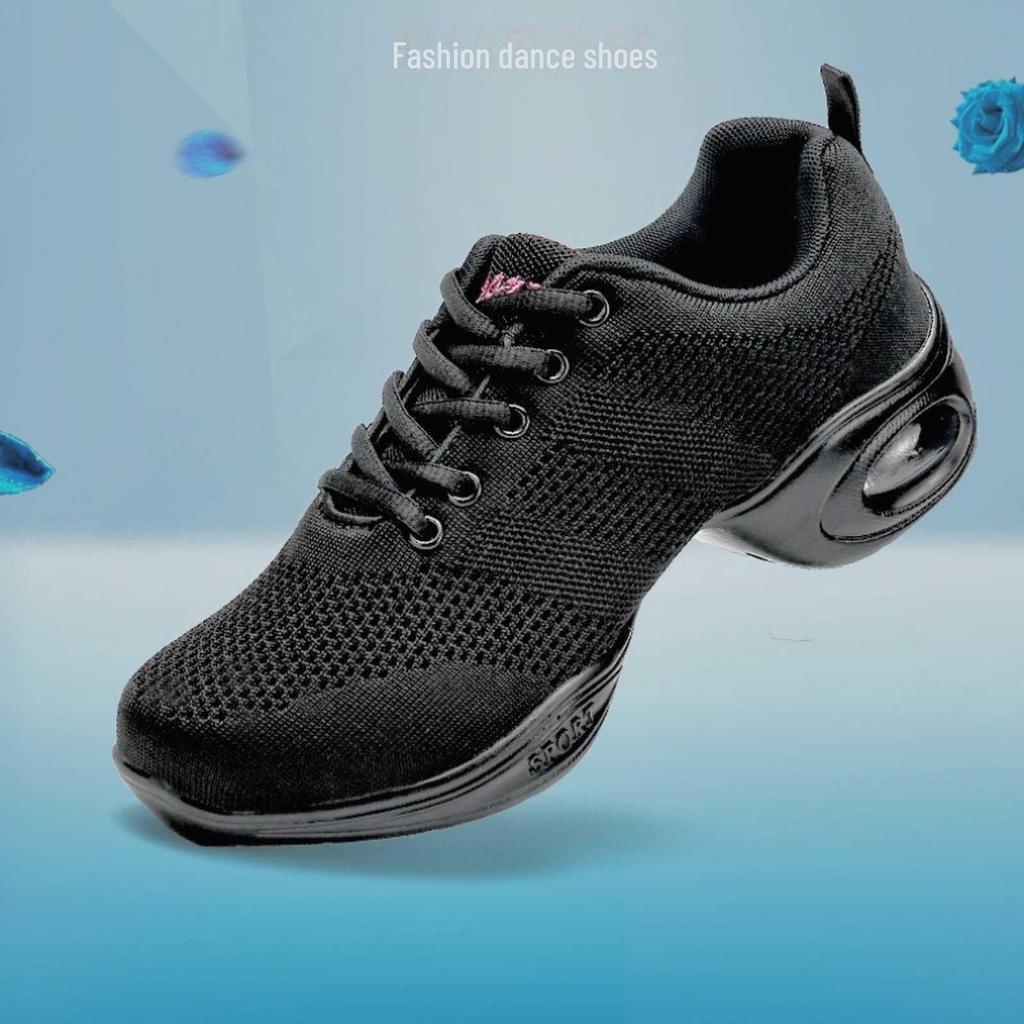 Dámské čtvercové taneční boty s měkkou podrážkou, prodyšná síťovina, celoroční, zvyšující výšku