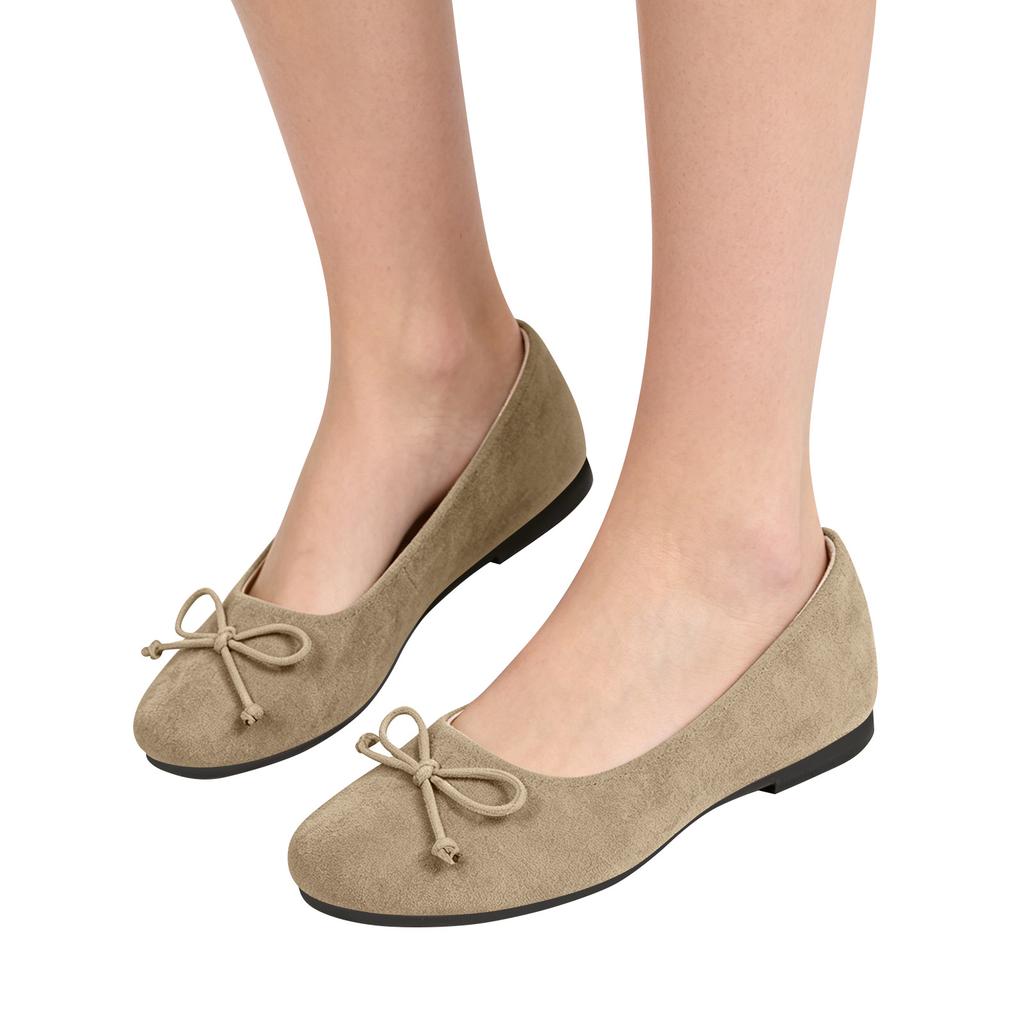 Women Bow Tie Ballet Flats Square Toe Slip On Lightweight Comfortable Casual Flat Shoes for Daily Wear