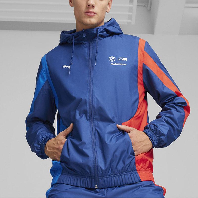 Puma Bmw Motorsport Woven Jacket Color Block Breathable Zip-Up Hooded Jacket Men Jacket Bmw-Blue 625174-04
