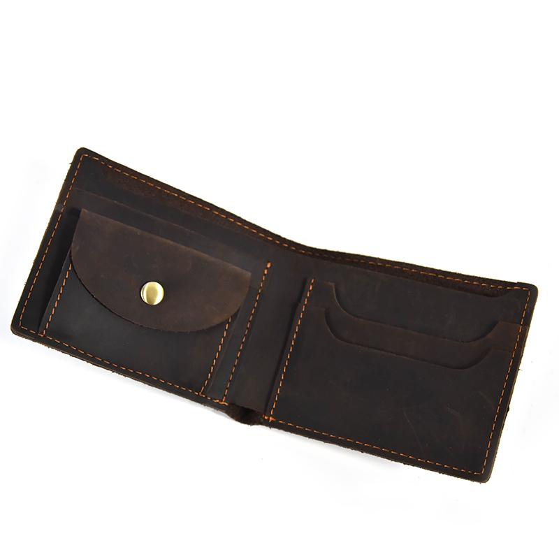Retro Leather Wallet Genuine Leather Short Coin Purse Card Holder Men's Short Purse Cow Leather Bifold Wallets For Man Male