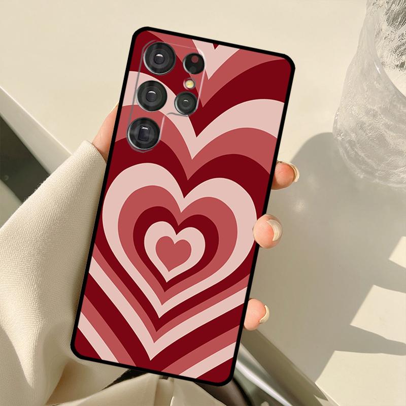 Latte Love Tunnel Brown Heart Case For Samsung Galaxy S22 Ultra S21 S20 S24 S25 Ultra S9 S10 Plus S23 FE S25 FE Back Cover