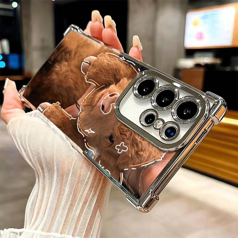 Niedliche Handyhülle mit Hochlandrind-Motiv für Samsung Galaxy S24, S25 FE, S26 Edge, S23 Ultra, S22, S21 Plus, S20 – sturzsichere Airabag-Schutzhülle