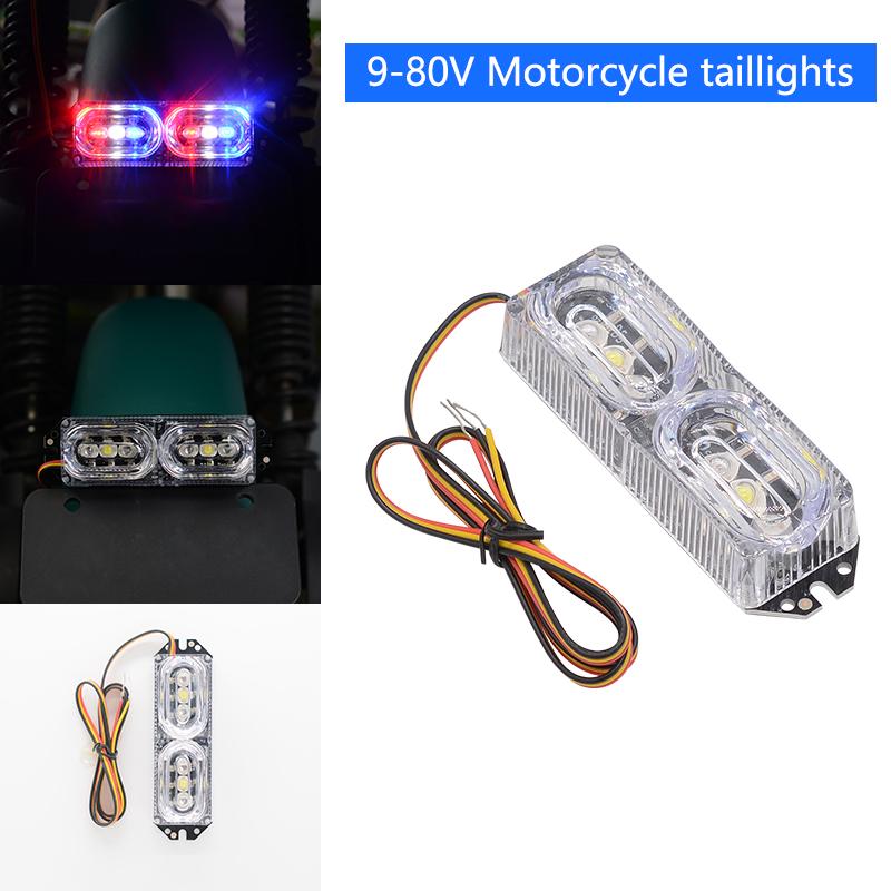 Universelles Motorrad Blinkendes Rücklicht LED Bremslicht 9V-80V Hinteres Rücklicht Wasserdicht Batterie Kennzeichenleuchte Blinker