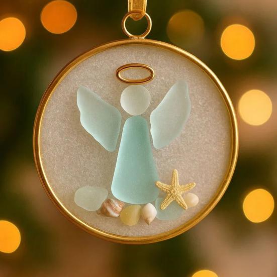 Sea Glass Nativity Christmas Ornament Beach-Inspired Hanging Ornament Nativity Christmas Tree Decoration for Xmas Tree Coastal Home Decor