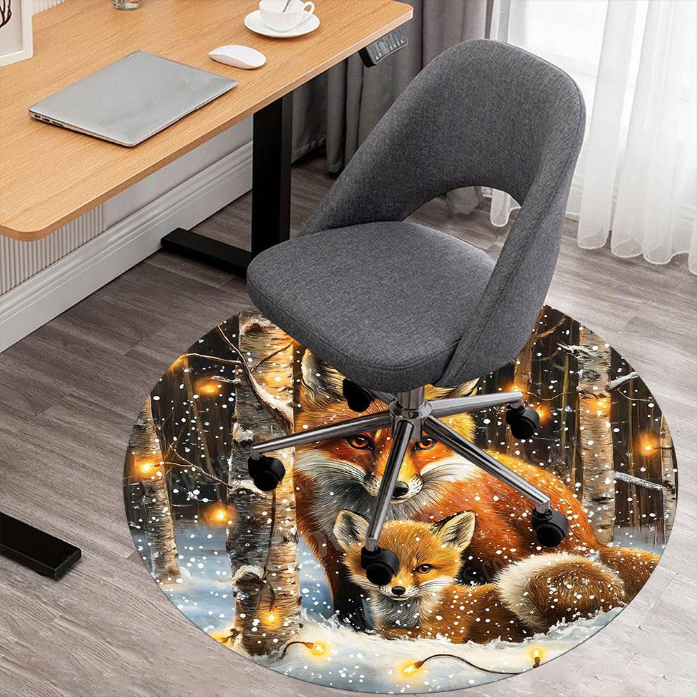 1PC winter foxes Office Round Area Rug, Under Office Chairs Bedroom Living Room Home Decor,Carpet for Office, -1110187