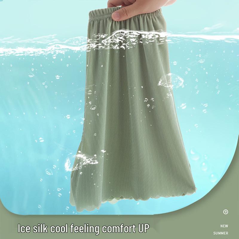 Women's Summer Ice Silk Anti-Exposure Loose Shorts with All-Cotton Crotch