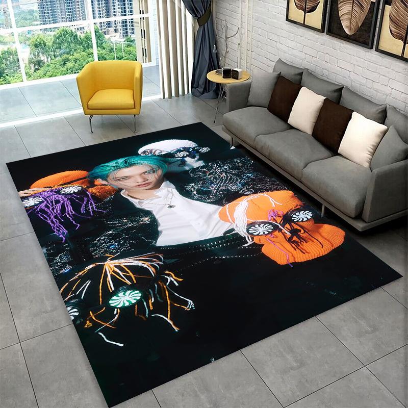 Kpop Felix Stray Kids Music star Carpet Rug for Playroom Bedroom Living Room Sofa Home Decor,kid Area Rug Non-slip Floor Mat