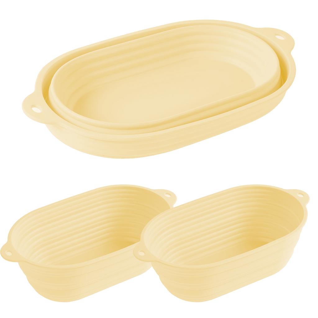 3 Stück Banneton Brot Gärkörbchen Silikon Sauerteig Brotschüssel Oval Sauerteig Brotkorb für Zuhause Küche Backzubehör