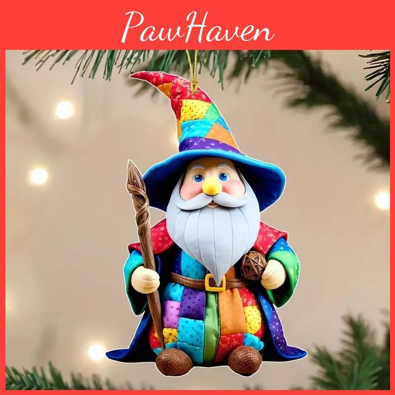 Themed Christmas Magical Old Man Pattern Acrylic Pendant Decoration Holiday