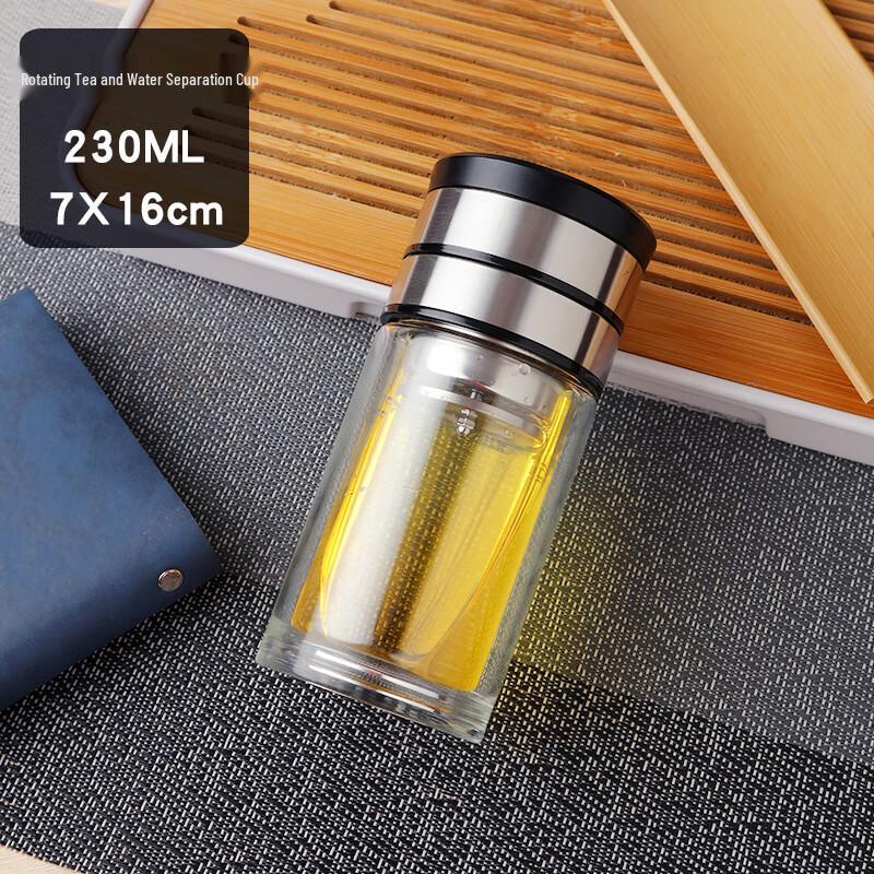 SX Rotating Double-Layer Tea Infuser Glass Mug