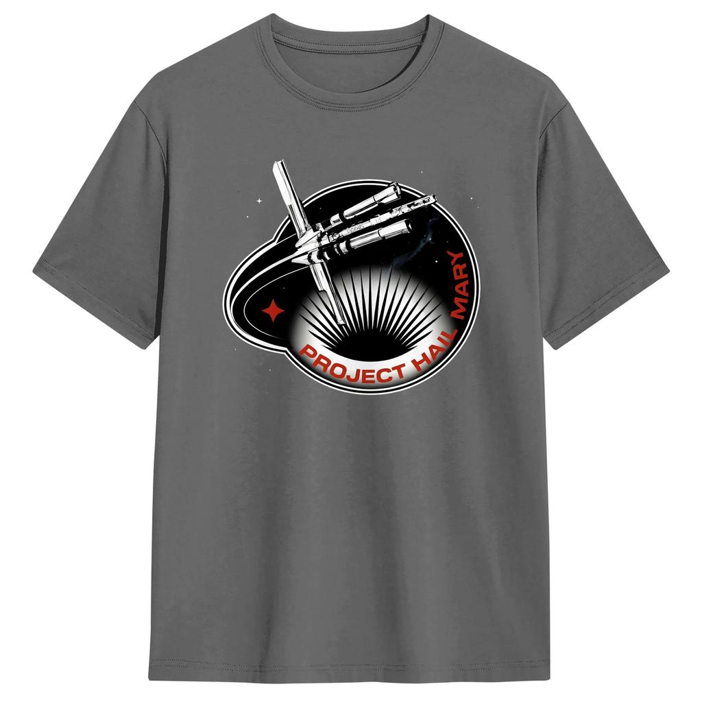 Project Hail Mary Space Mission Badge T Shirt For Unisex Pure Cotton Harajuku Crew Neck Short Sleeve Streetwear Oversized Tops