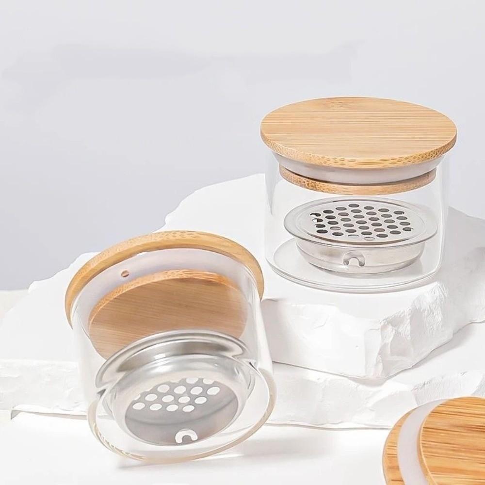 Round Nail Brush Cleaner Cup Transparent Glass Brushes Washing Cup Acrylic Brushes