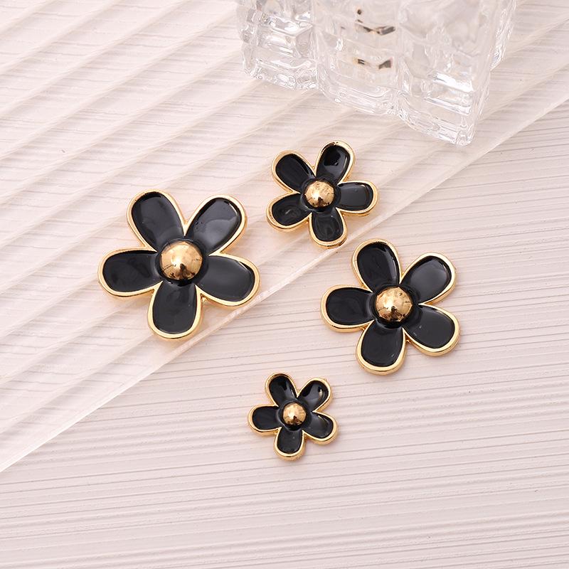 DIY Jewelry Accessories: Alloy Oil Drop Five-Petal Flower Stickers for Phone Cases & Shoes