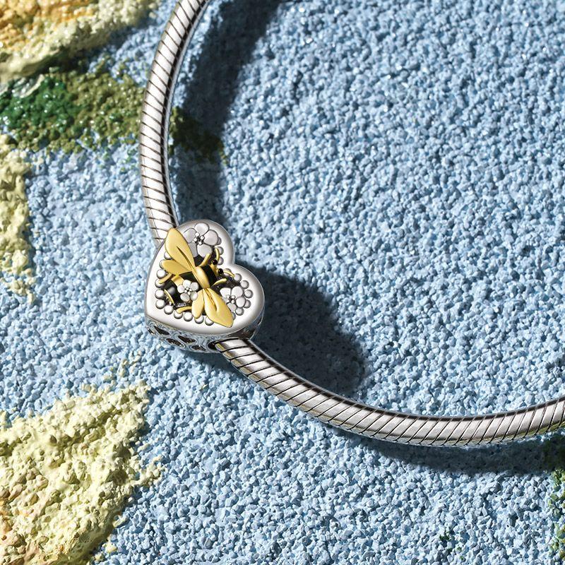 New Copper Butterfly Wreath Bee Pendant Bead Fit Original Bracelet Pandent Charms Bracelet Jewerly