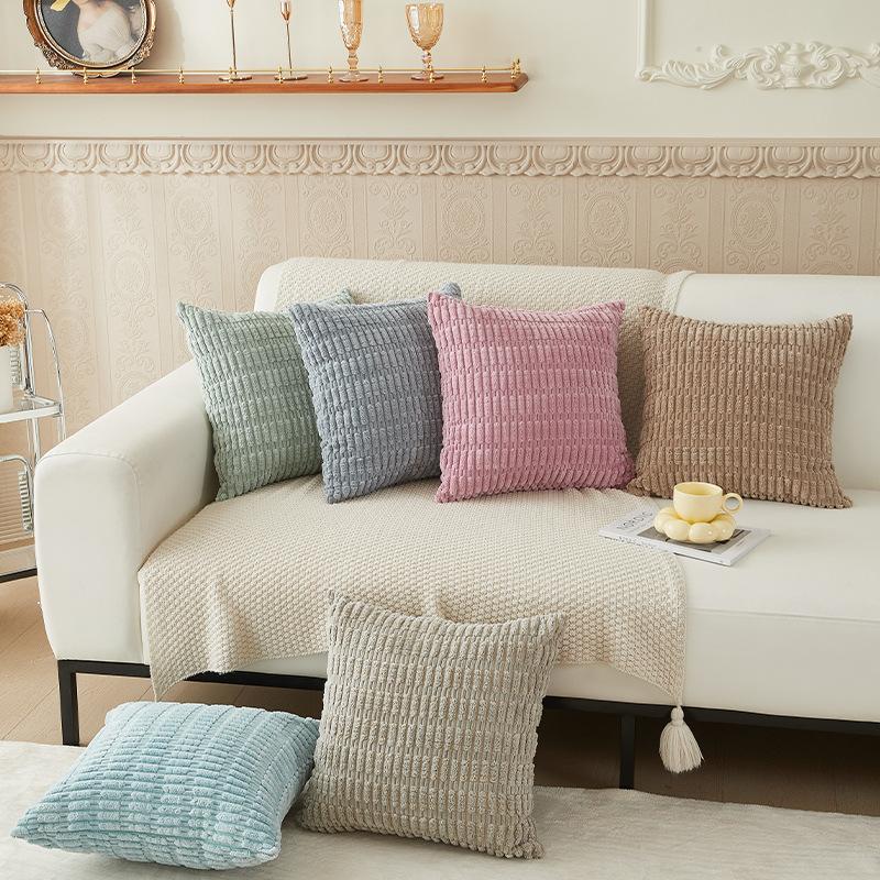45x45cm Kordové povlaky na dekorační polštáře Měkké pruhované čtvercové povlaky na polštáře Jarní povlaky na polštáře na pohovku, gauč, ložnici, židli