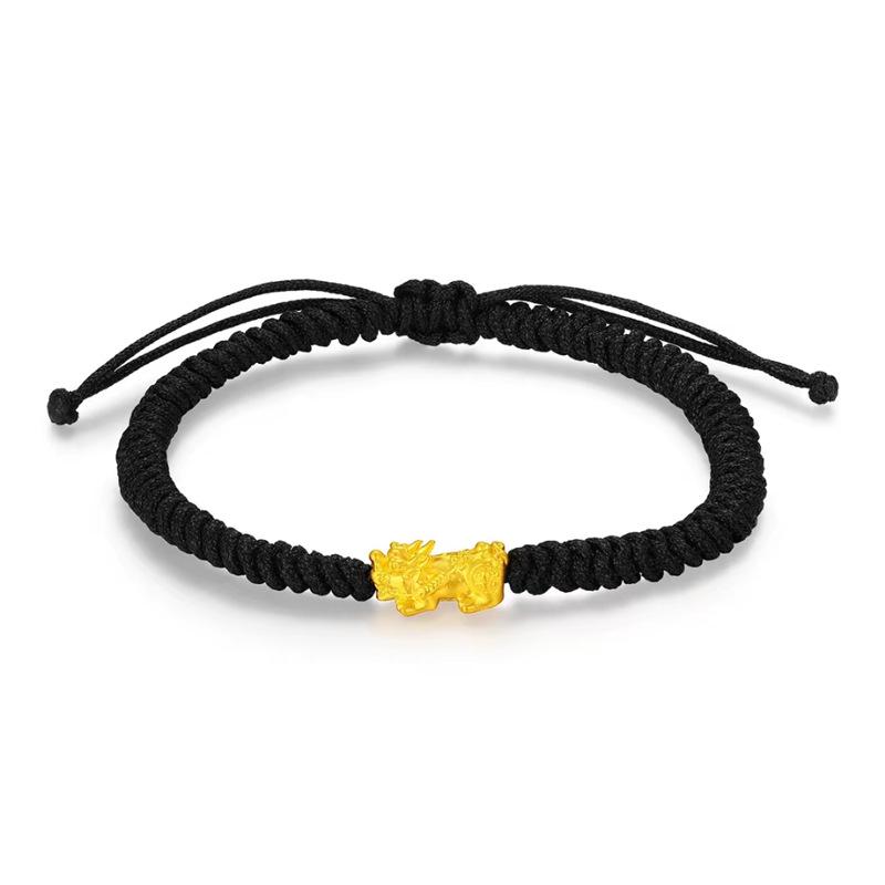 Pure Gold 999 Zodiac Red String Bracelet with Luck Beads for Baby's Full Moon or New Year