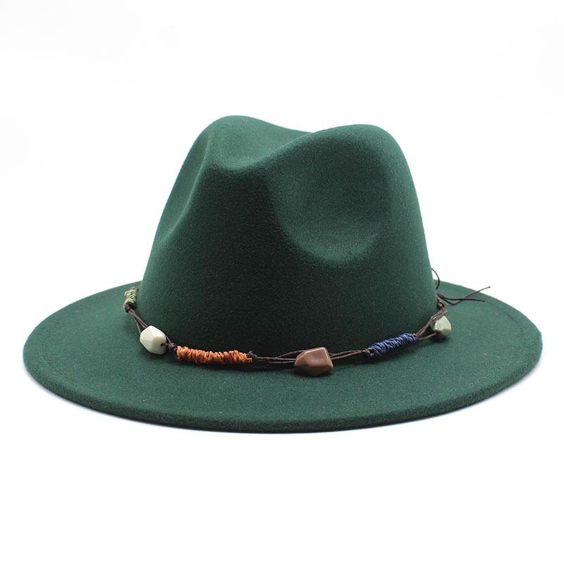 Шерстяная шляпа джаз с полями из британской шерсти, Ретро белая шерстяная цилиндр M（56-58cm）