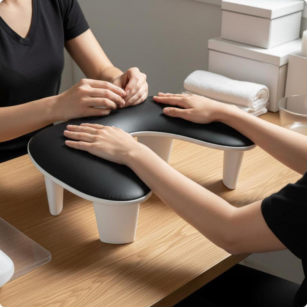 Curved Nail Arm Rest Ergonomic Design Manicure Hand Ease to Clean Cushion for