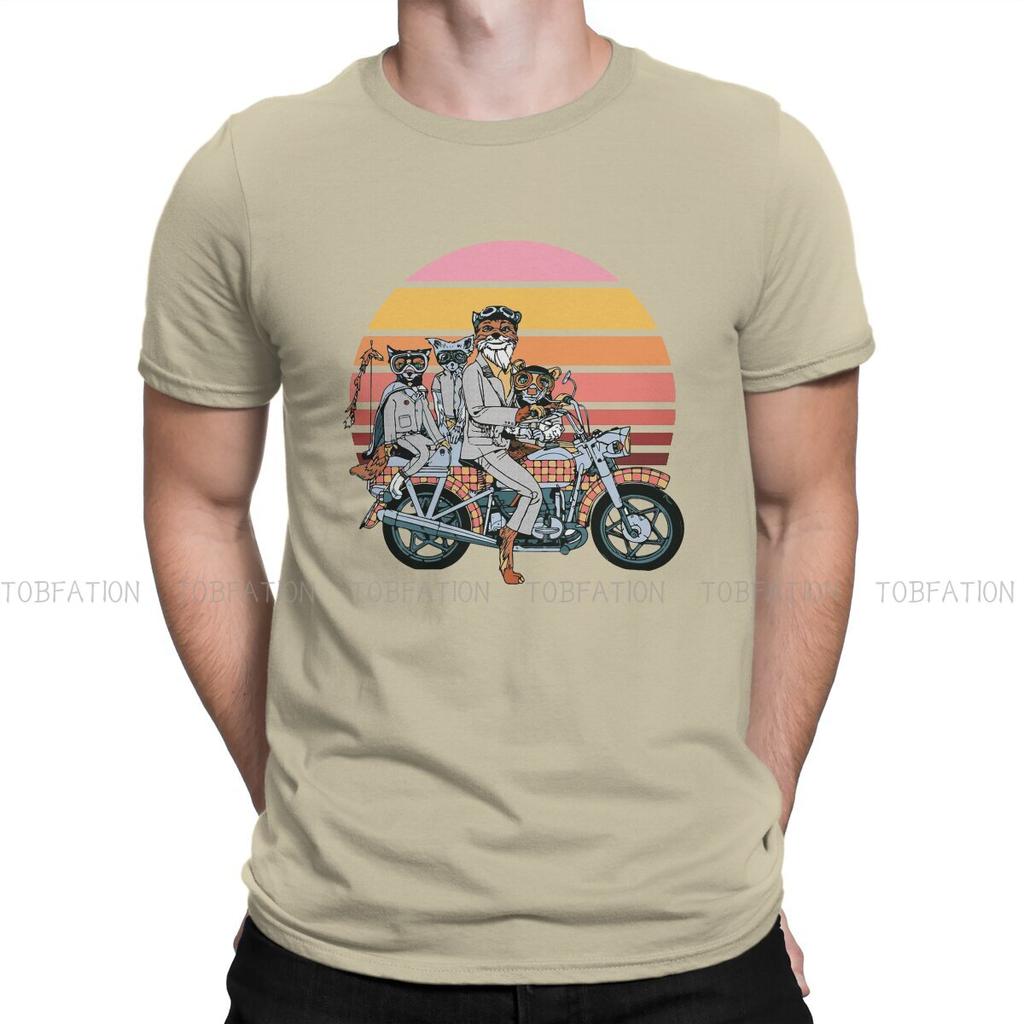 ZX Family on a Motorbike Fantastic Mr Fox Men T Shirt Classic Gothic Loose ONeck TShirt Harajuku Clothes